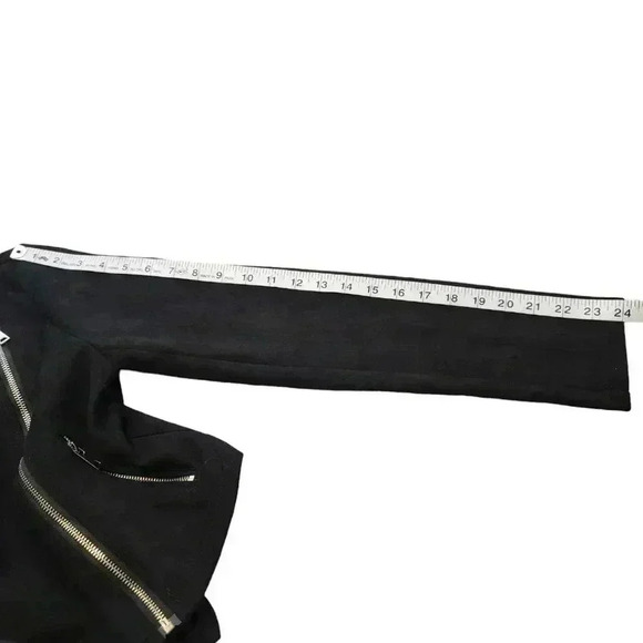 Vera & Lucy Tassel Faux Suede Black Moto Wing Collar Jacket Coat Size M - Picture 9 of 13